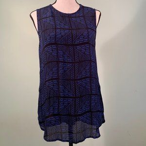 Lucky Brand Black and Blue Sleeveless Blouse